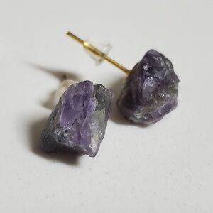 Purple Raw Stone Earrings